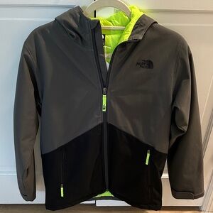 The North Face Black and Gray Jacket with Neon Highlights